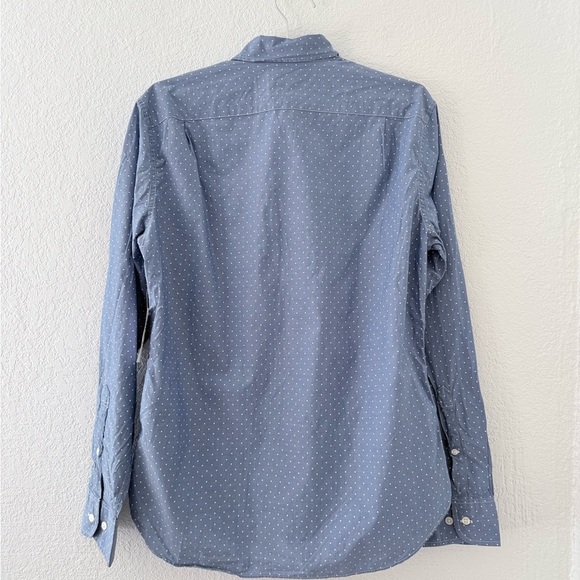 Bonobos Slim Fit Chambray Button Down Shirt Size Medium Polka Dot Blue White - Picture 6 of 10